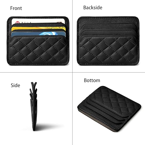 DORIS & JACKY Lambskin Credit Card Holder Unisex Slim Wallet Thin Card Case Small Leather Wallet For Men And Women (DS938-Black)3