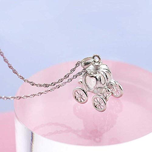 Preisvergleich Produktbild Silber-Halskette mit Anhänger, Exquisit, 925 Sterlingsilber, Schmuck, Kürbis-Auto, Cinderella, Exquisite Persönlichkeit