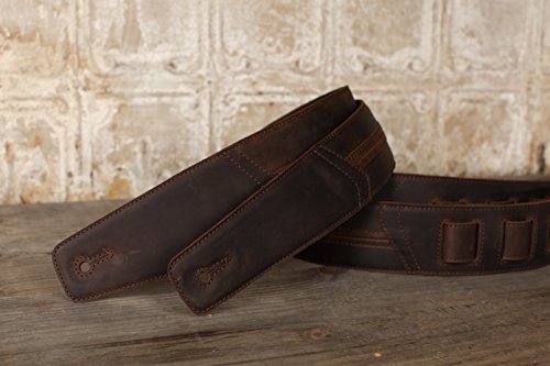 The Original "Straight Up" Full Grain Padded Leather Guitar Strap - For Electric, Acoustic And Bass Guitars By Anthology Gear (3" Width, Whiskey Brown) #TOP6