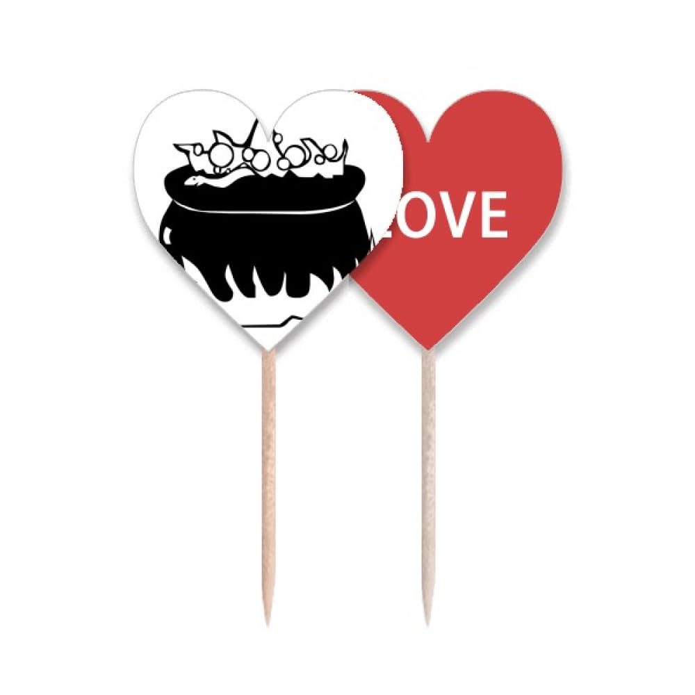 Drapeau Love Heart pour buffet créatif et pics à gâteau à thème Halloween