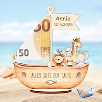 Originelle Taufgeschenke für Jungen und Mädchen, Geldgeschenk zur Taufe Arche Holz, Geschenk Taufe Patenkind
