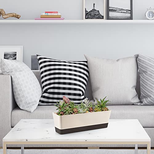 Skelang, 3er Set rechteckige Pflanzgefäße, 42,4 cm, Fensterbank-Blumenkasten für Sukkulenten, Kräuter, Gemüse – Ansicht 6