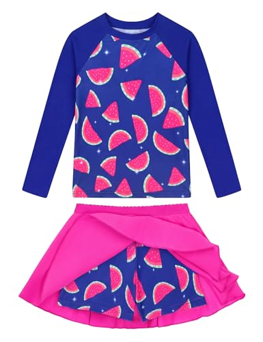 Image of Snowheart Girls Rash Guard Swimsuit Set Long Sleeve Bathing Suit Two Piece 3-12 Years