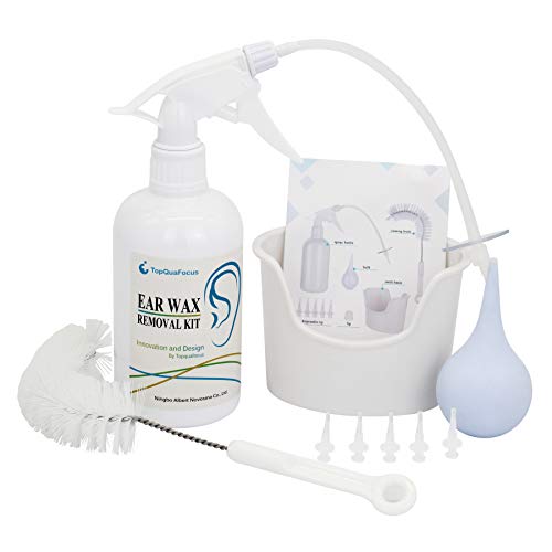 TopQuaFocus Ohrwaschflaschensystem, Ohrenschmalz-Entferner-Kit, Ear Wax Cleaner, Reinigungsgerät für die Ohrspülung für Erwachsene und Kinder (Weiß)
