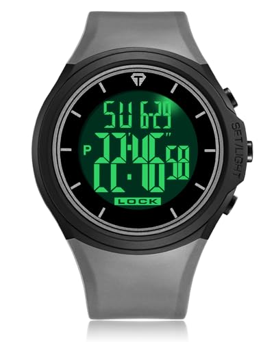 CIVO Reloj Hombre de Pulsera Digital: Deportivo Correa Silicona Gris - Militar Tactico Relojes Hombre Grande Esfera LED Cronómetro