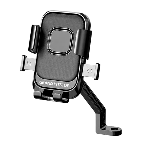 GRAND PITSTOP Cool Grip B4 Mirror Mount Mobile Holder for Bikes, Scooty, Activa, Jupiter, Electric Scooters & Bicycles with One Click Locking, Anti-Skid, 360° Rotation for Smartphones