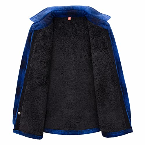 Image of ThCreasa Boys Sherpa Lined Plaid Button Shirt Jacket | Full Thermal Lining, Buffalo Plaid Shacket, Button Down, Family Matching Shirt, Dress Shirt Style, Cozy Winter Fall Outerwear