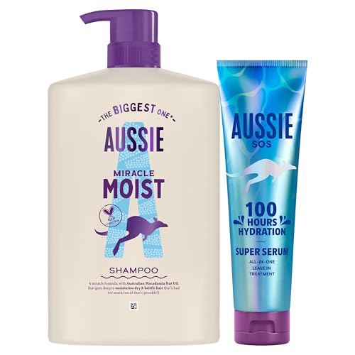 Aussie Pack Hidratación Profunda Champú 1000ml + SOS Super Serum All In One Tratamiento Sin Aclarado 160ml Fórmula Hidratante para Revitalizar y Restaurar el Pelo Quebradizo y Seco
