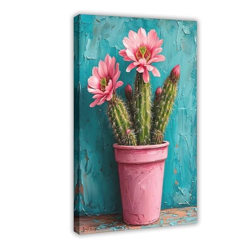 Impression sur toile fleurs de cactus 40x60 cm pour decoration murale