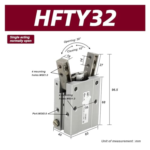 Cylindre de griffe pneumatique HFY20 angle 180 degrés type Y
