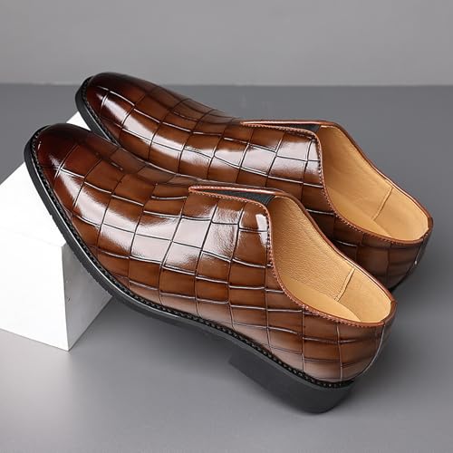 Men's Print Pointed Toe Dress Oxfords Casual Leather Shoes Driving Prom Party Wedding Business Slip on Formal Loafer for Mens4