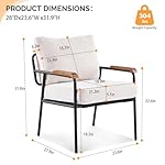 VINGLI Mid-Century Modern Accent Armchiar for Small Space, Small Comfy Upholstered Leisure Reading Chair with Wood Armrest for Bedroom, Living Room, Waiting Room, Linen Beige - Image 2