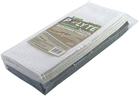 Miniatura 5 de POLYTE Toalla de mano de microfibra ultra premium para cocina, tejido de gofre, paquete de 8 (16 x 28 pulgadas, gris, blanco)