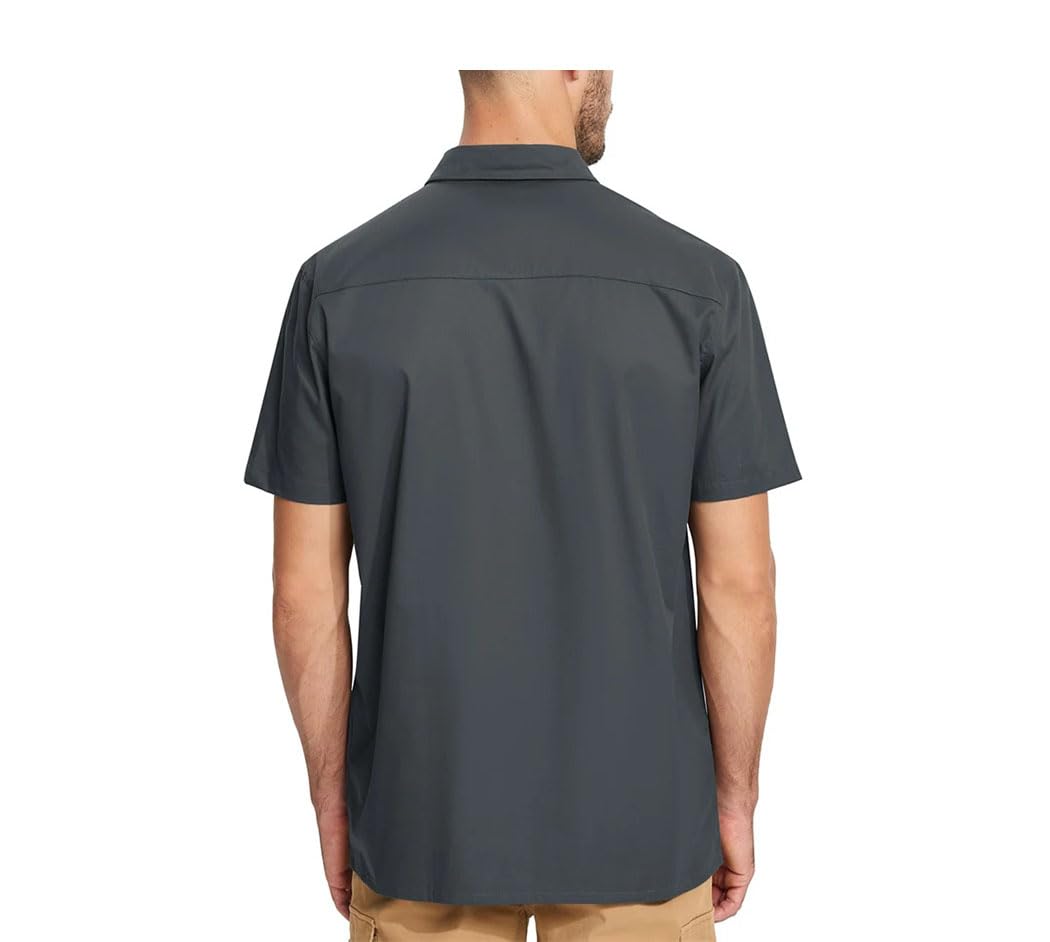 Camicie da uomo a maniche corte ad asciugatura rapida casual con bottoni camicia cargo estiva escursionismo pesca lavoro camicie all'aperto