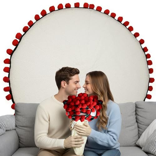 YIMOREYICHEN 43 Inch Crochet Rose Flower Bouquet Blanket, Birthday Gifts