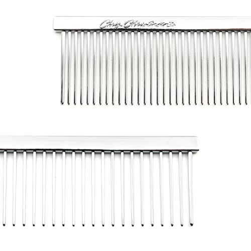 Chis Christensen Groomer\'s Bundle - Big G Slicker Dog Brush Medium, Perfect for Doodles, Angled Polished Pins - 000 7.5 in. Greyhound Style Fine/Coarse Buttercomb, Stainless Steel, Prevents Friction