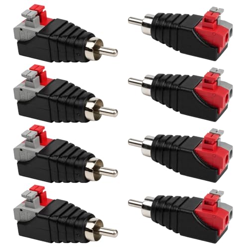 LYMISPIYA Lot 6 Adaptateur RCA Vers Haut-Parleur Sans Soudure - Cable RCA Male vers AV Ressort, Prise RCA Jack Cuivre pour Audio Vidéo Subwoofer CCTV,...