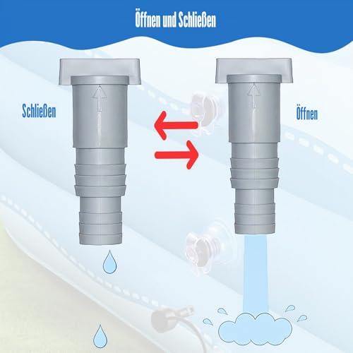Forhome Absperrhahn für Pools mit 32mm Schlauchanschluss,Pool Schlauchadapter,Pool Wartungs zubehör mit 4X Schlauchklemmen(2er-Set)