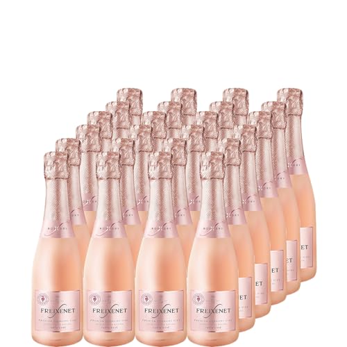 Freixenet Carta Rosé (24 x 0,2 l) – Trockener Sparkling Wine aus Spanien mit Cassis- und Brombeeraromen, erdbeerrote Farbe, feine Perlage – Für unterwegs, als Aperitif oder Mini-Geschenk