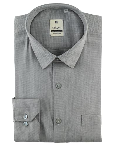 Image of 7-DAYS Men's Premium Formal Shirts - Regular Fit, Full Sleeve, 100% Pure Cotton, Self-Design, with Pocket - Stylish Office Shirts for Men