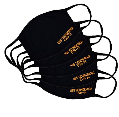 USS Ticonderoga CVA-14 Adult Black Face Mask 100% Cotton/Washable Reusable/Essex Class Aircraft Carrier