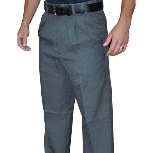 Smitty BBS-374 Pleated Base Pants w/Expander Waist Band Baseball Umpire Softball Official NFHS Grey (Charcoal Grey, 36)