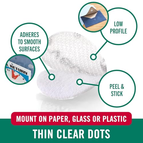 Image of VELCRO Brand Thin Clear Dots with Adhesive, 200Pk 5 /8in Circles, for Crafting School Projects, Home and Office Organization | Low Profile Design