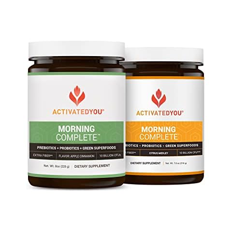 ACTIVATEDYOU Morning Complete Daily Wellness Drink with 10 Billion CFUs, Prebiotics, Probiotics and Green Superfoods, 30 Servings, Apple Cinnamon + Citrus Flavor Bundle Cover