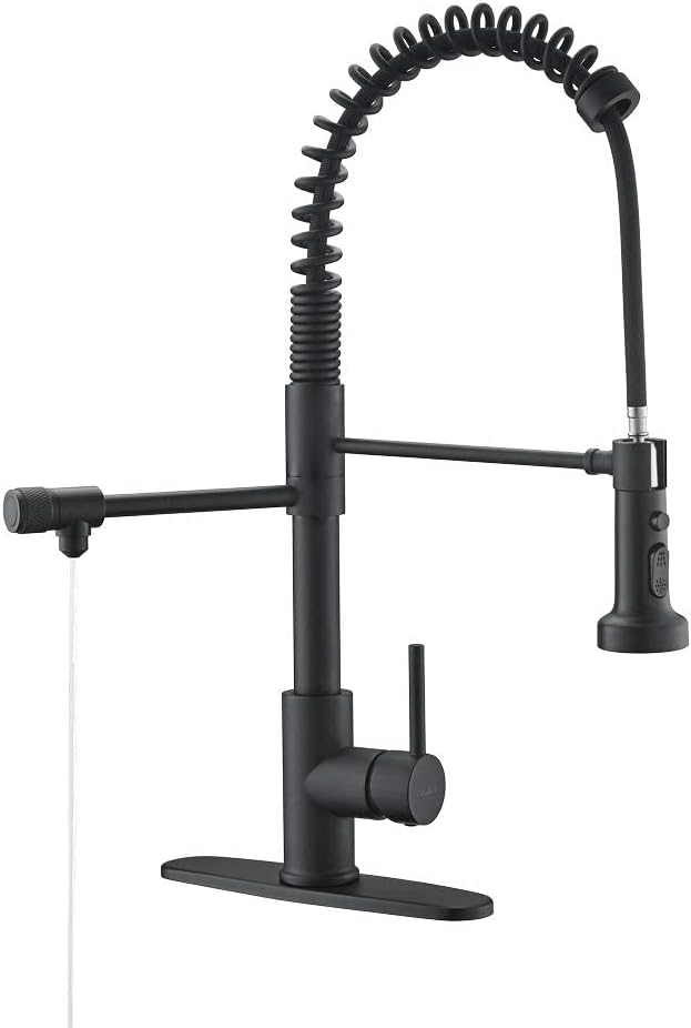 Drinking Water Faucet, Pull-Down Kitchen Sink Water Filtration Faucet, Bar Water Filter Faucet, Matte Black, Stainless Steel, PAKING PB1030