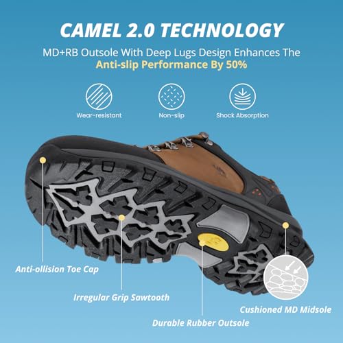 CAMEL CROWN Hiking Shoes Men Trekking Shoe Low Top Outdoor Walking Waterproof Leather Trail Sneakers3