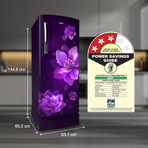 Image of Whirlpool 207 L 3 Star Icemagic Pro Inverter Direct-Cool Single Door Refrigerator (230 IMPRO ROY 3S PURPLE MULIA-Z, Base Stand with Drawer)