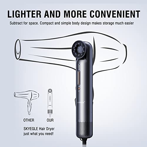 Skyegle Hair Dryer, 110000 Rpm High Speed Brushless Motor Negative Ionic Hair Dryer, Low Noise Thermo-Control Fasting Drying Hair Dryer With 3 Magnetic Nozzles, Suitable For Home, Travel, Salon, Gift #TOP5