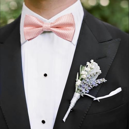 Image of DiBanGu Pre-Tied Bow Ties for Men Silk Adjustable Tuxedo Bowties Pocket Square Cufflinks Set with Lapel Pin Jacquard Woven