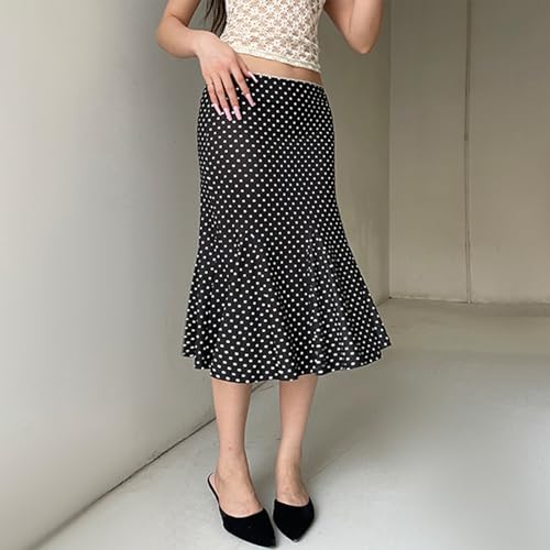 Women's Polka Dot Print Midi Skirt Low Waist Flowy Hem Slim Skirts Summer Trendy Y2k Half Dress Streetwear3