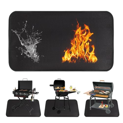 Klmnop 24 x 43 inch Under Grill Mat for Outdoor Grill, Double-Sided Fireproof Oilproof and...