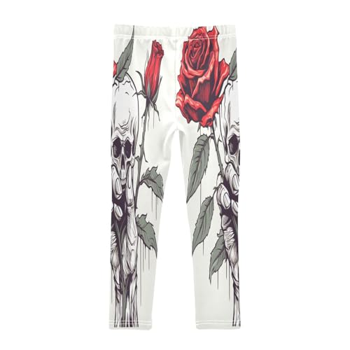 Toddler Girls Leggings Printed Yoga Pants Leggings Skull Red Rose One for Kids2