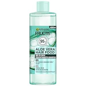 Garnier Fructis Aloe Vera Shampoo, Für normales bis trockenes Haar, Feuchtigkeitspflegende und sanfte Reinigung, Für mehr Glanz und Geschmeidigkeit, Mit Kokosnussöl, Ohne Silikone, Hair Food, 400ml