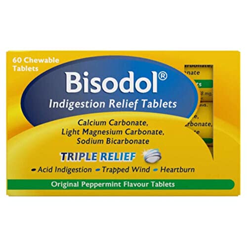 Bisodol Original Peppermint Flavour 60 Chewable Tablets, 60.0 Count