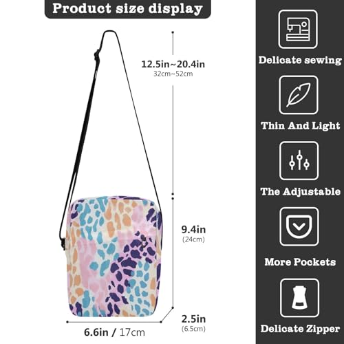 mens messenger bag men shoulder bag Cross Body Purse Adjustable Strap for Travel Travel- Colorful Blocks Print3