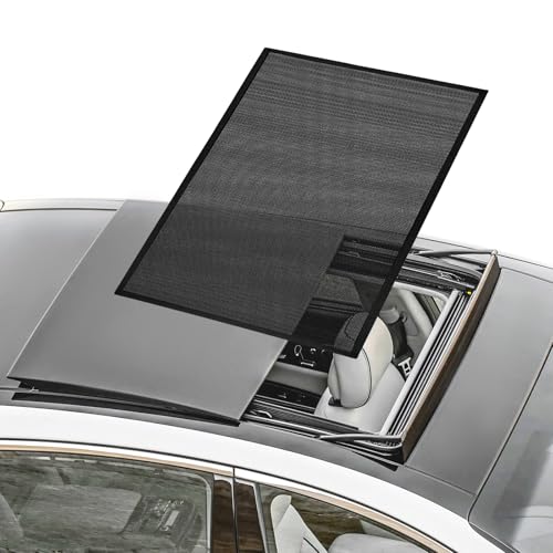 Sbulhia Car Sunroof Sun Shade, 25.6"×39.4" Magnetic Auto Roof Sun Shield Cover, Breathable Mesh Vehicle UV Protection Sunshade for Moonroof & Side Windows, Car Accessories