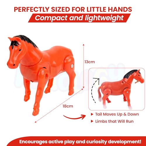 Image of Kidology Kids Electric Rotating Horse Toy | Battery Operated Horse Playset with Mill, Flexible Joints & Realistic Grinding Action | Interactive Farm Animal Toy for Boys & Girls Pack of 1