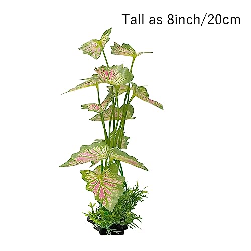 Image of Aquarium Plant Fish Tank Decoration Small Plastic Artificial Plant Goldfish Fish Hide (Rainforest Leafs-Pink-Large-Set) (Rainforest Leafs-Pink-Large-Set)