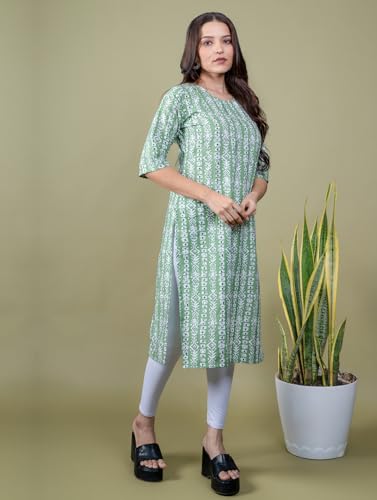 Image of Women's Straight Fit Printed Crepe Kurta, Casual Wear Kurti Design No 106