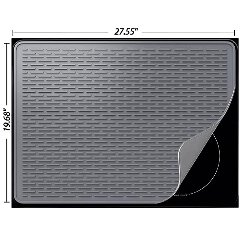 Stove Top Cover for Electric Stove - Silicone Stove Mat for Glass Top, Glass Cooktop Protector, XL Dish Drying Mats For Kitchen,Oven Covers for Electric Stove (Gray,28 x 20)