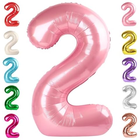 Number 2 Balloon 40 Inch Pink Number Balloons, Two Balloon 12 21 22 Balloons For Birthday Party, Princess Peach Birthday Decorations Cover