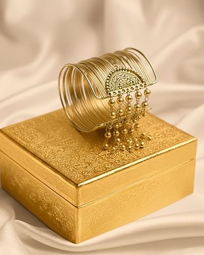 Image of Mansiyaorange Gold-Plated Fancy Stylish Hanging Balls Adjustable Cuff Bracelet