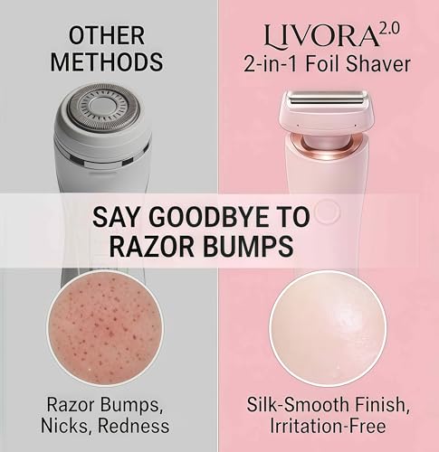 Image of Livora Electric Shaver for Women, SilkGlide Cordless Razor for Legs Underarms Bikini, Painless Hypoallergenic Lady Trimmer, IPX7 Waterproof Wet Dry Use, USB Rechargeable (Pink)