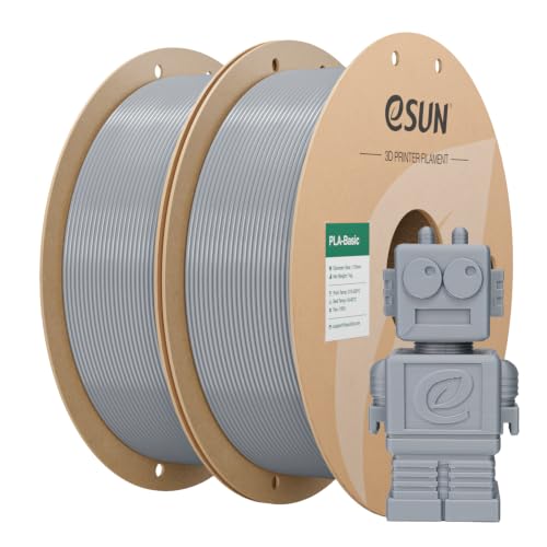 eSUN PLA Basic Filament 2KG Bundle, Speedy PLA Filament, Silver+Silver
