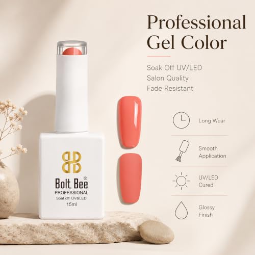 Image of BOLT BEE 15ML Gel Nail Polish 1Pc Clear Pink Glitter Nail Polish Soak Off UV LED Nail Gel Polish Nail Art Starter Manicure Salon DIY at Home, 0.5 OZ (1) (114)