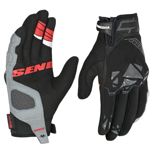 ViaTerra Roost Offroad Motorcycle Trail Riding Gloves|SasTec CE Level 2 Knuckle Protectors|Superior Control & Unmatched Grip|Touch Screen Friendly Riding Gloves (Black, L)